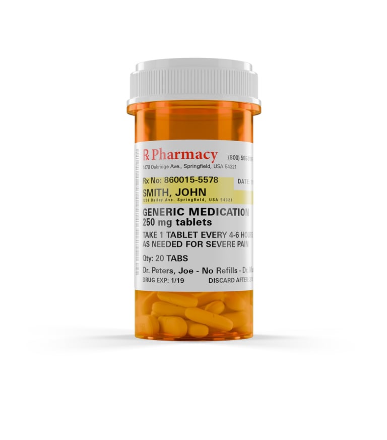 Generic medication bottles and pills